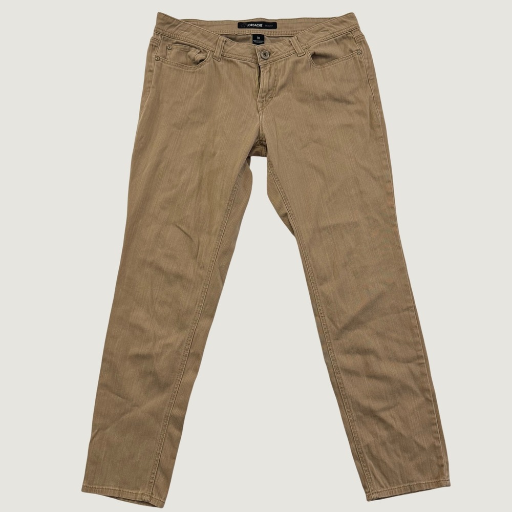 Jordache Women's Size 10 Chino Tan Skinny Pants Stretch Cotton Khaki 5 Pocket